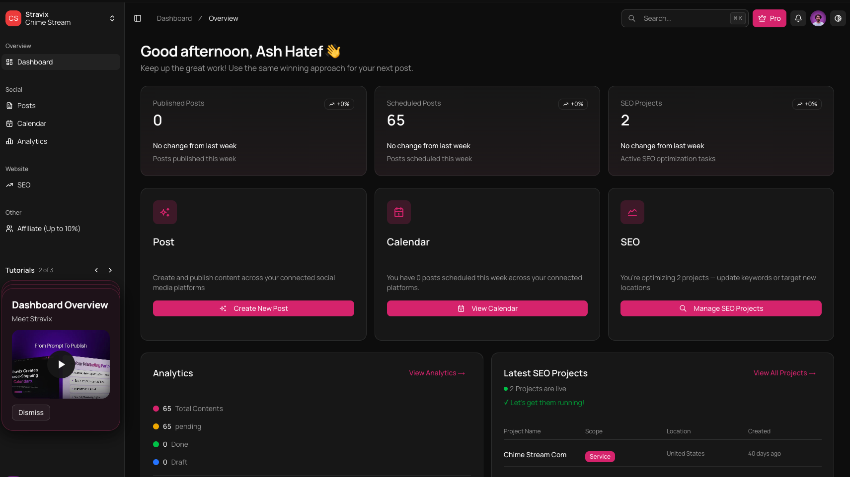 Stravix Application Interface - Dark Mode